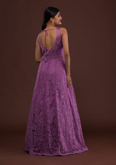Lavender Zariwork Net Designer Gown-Koskii