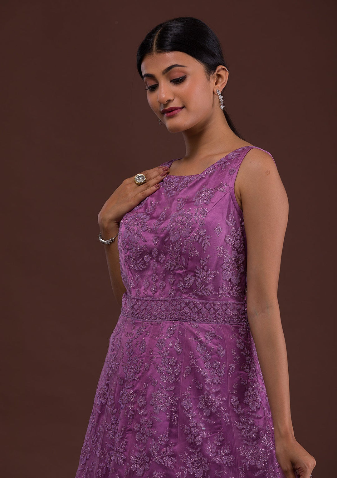 Lavender Zariwork Net Designer Gown-Koskii
