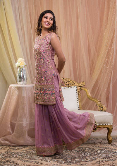 Lavender Zariwork Net Readymade Salwar Kameez-Koskii