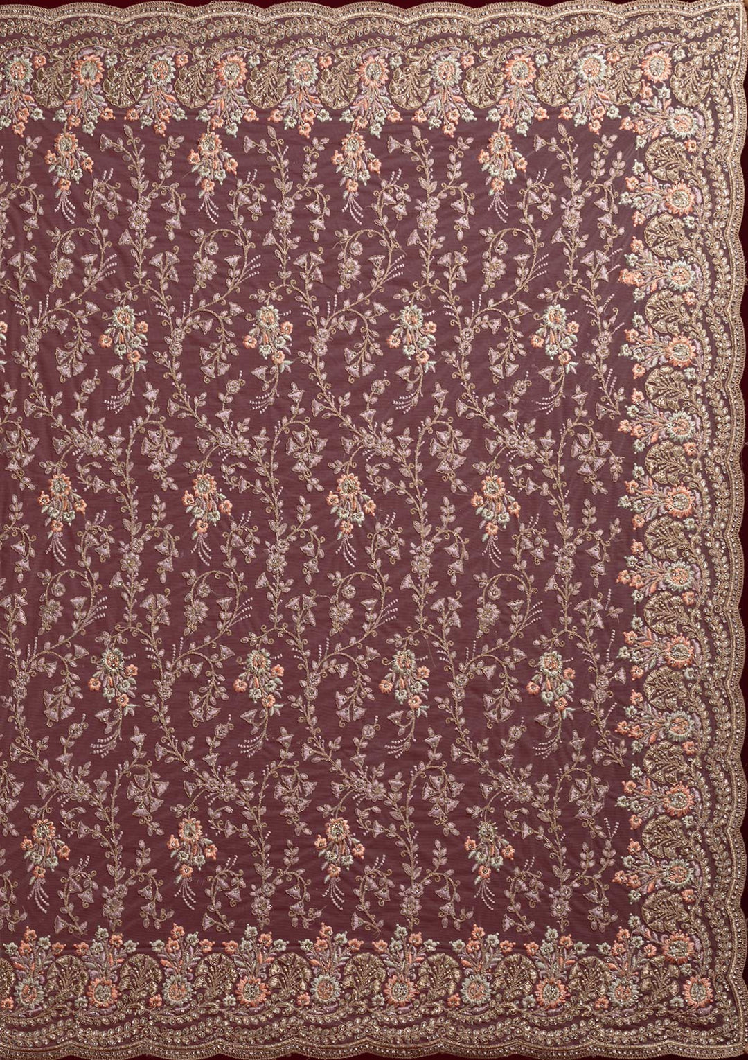 Lavender Zariwork Net Designer Saree - koskii