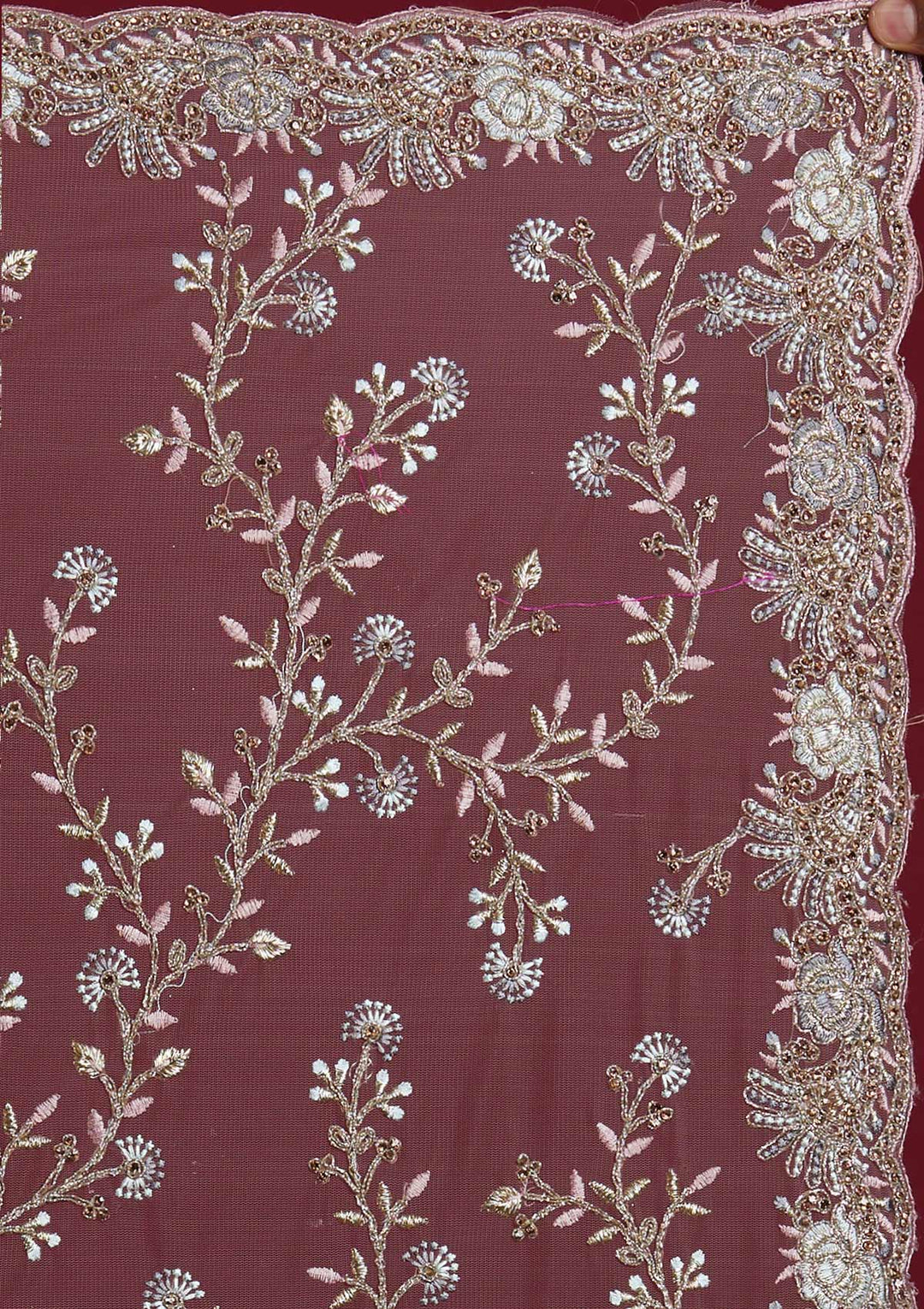 Lavender Zariwork Net Designer Saree - Koskii
