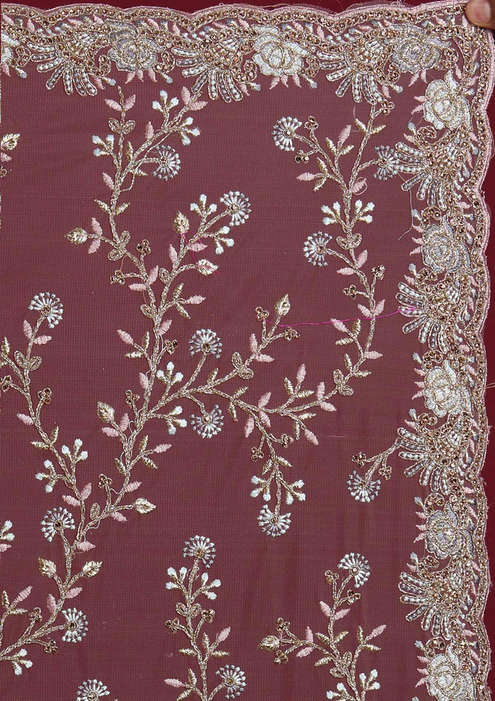 Lavender Zariwork Net Designer Saree - Koskii