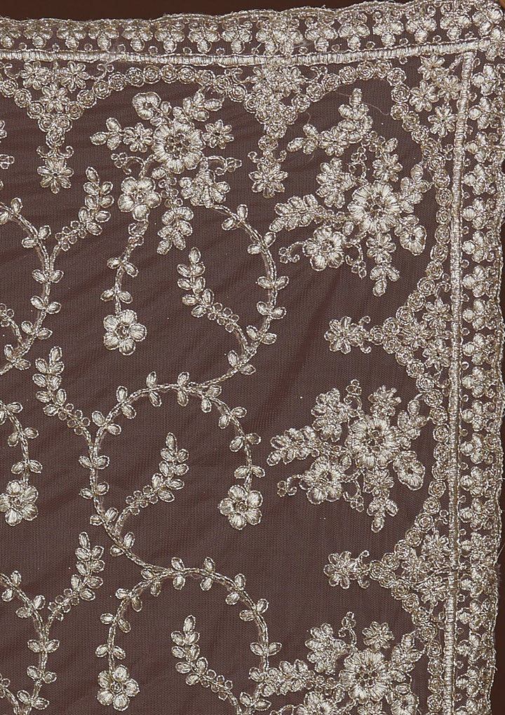 Lavender Zariwork Net Saree-Koskii