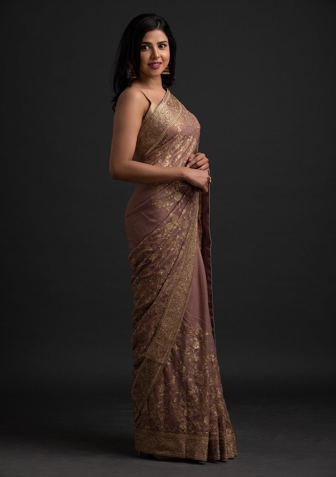 Lavender Zariwork Shimmer Designer Saree - koskii