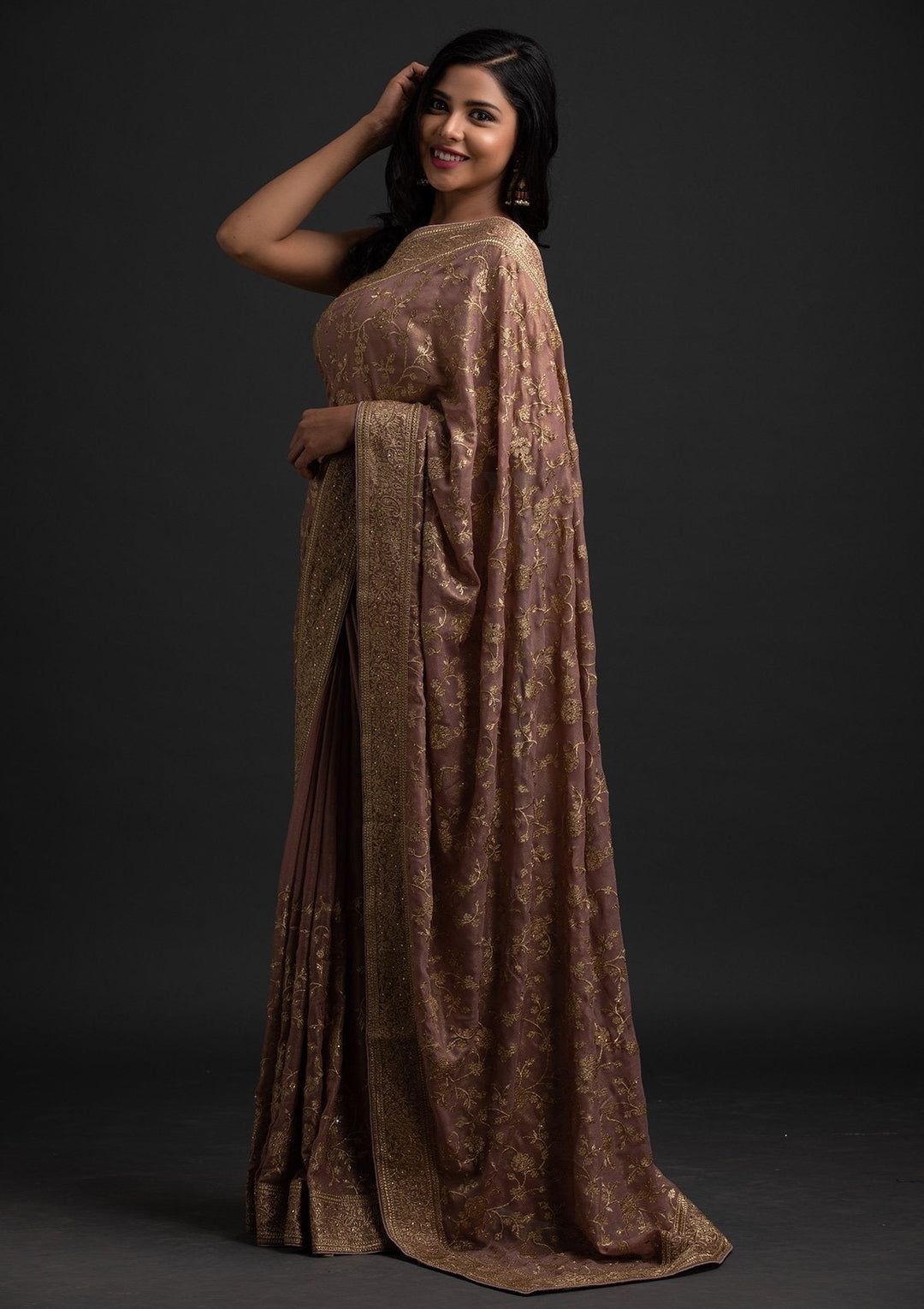 Lavender Zariwork Shimmer Designer Saree - koskii