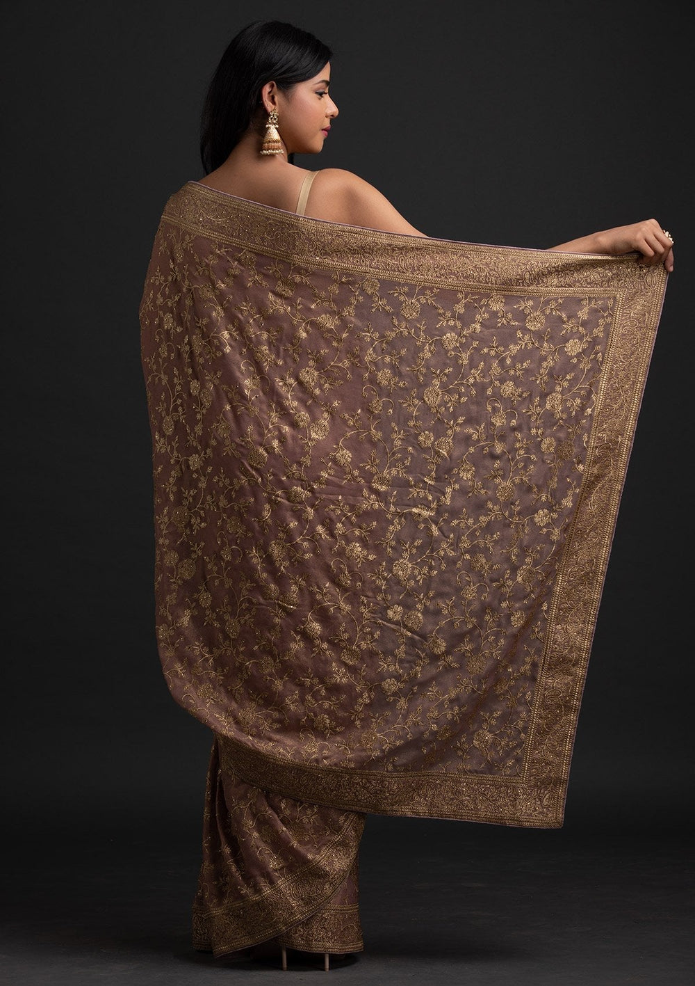 Lavender Zariwork Shimmer Designer Saree - koskii