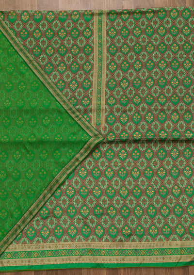Leaf Green Soft Silk Printed Unstitched Salwar Suit-koskii