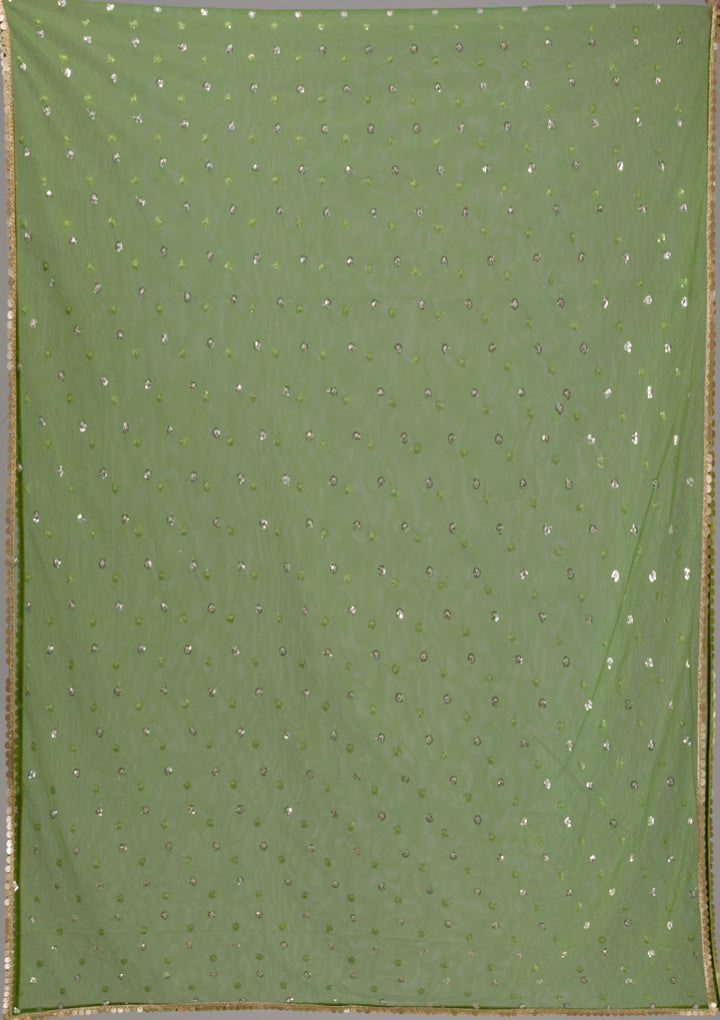 Leaf Green Sequins Georgette Designer Lehenga-Koskii