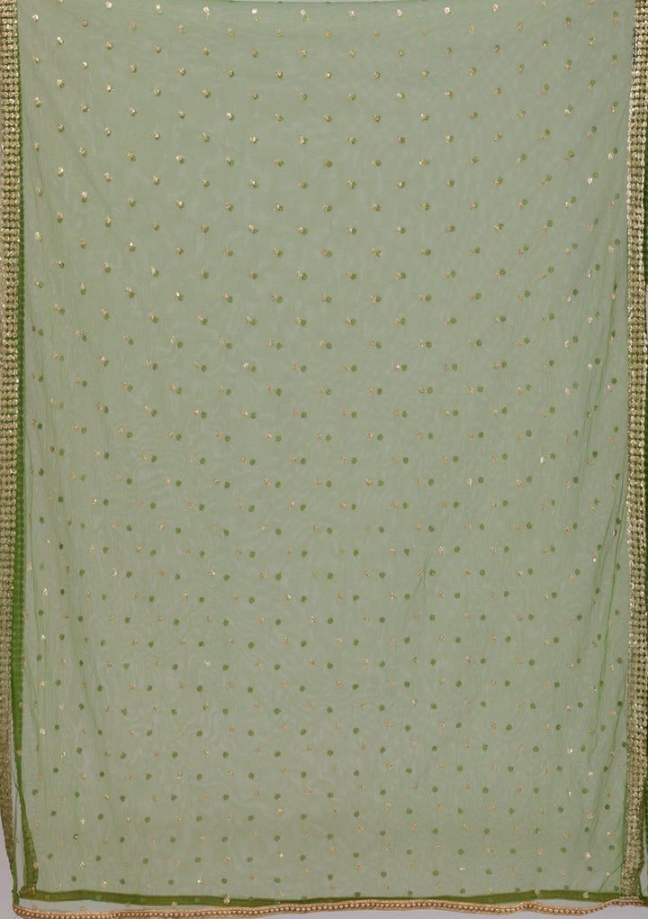 Leaf Green Sequins Georgette Lehenga-Koskii
