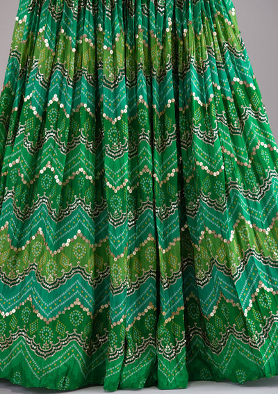 Leaf Green Sequins Georgette Lehenga-Koskii