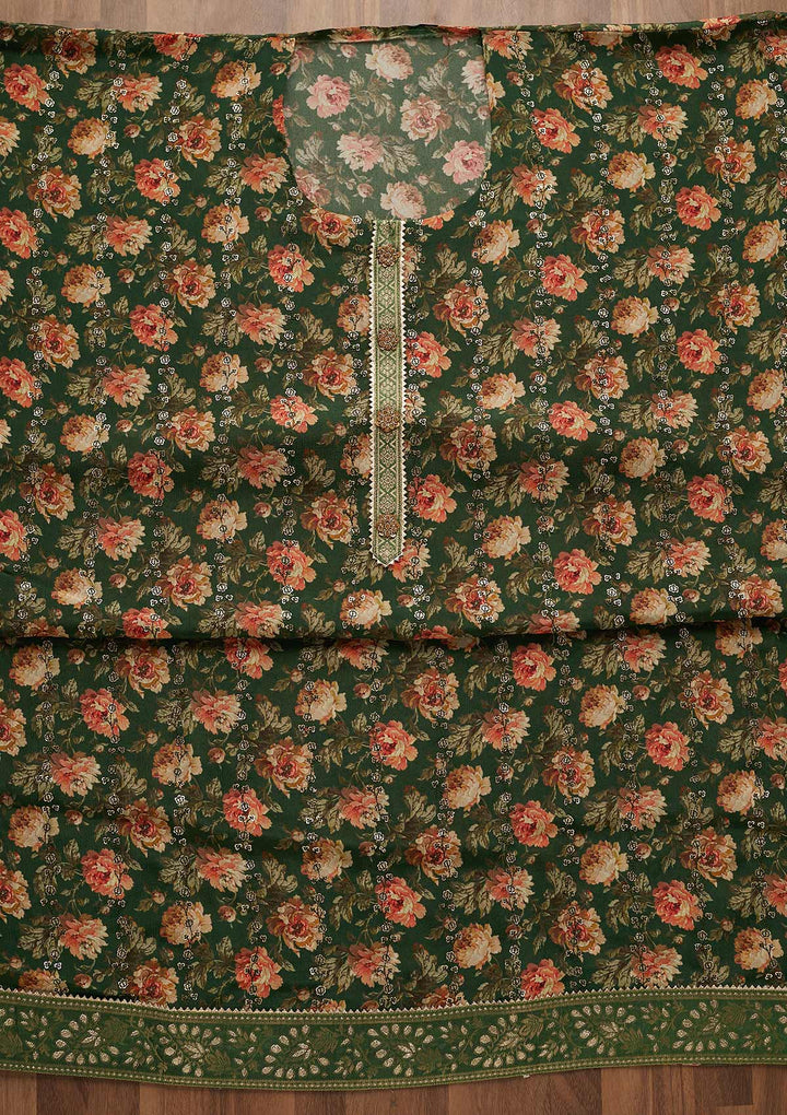 Leaf Green Sequins Georgette Unstitched Salwar Suit-Koskii