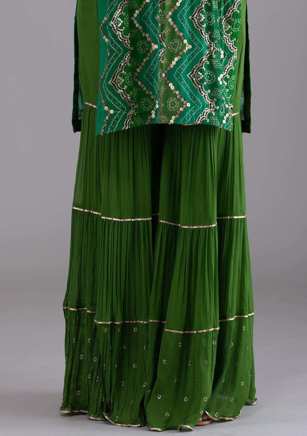 Leaf Green Sequins Georgette Designer Salwar Kameez-Koskii