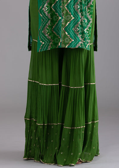 Leaf Green Sequins Georgette Designer Salwar Kameez-Koskii