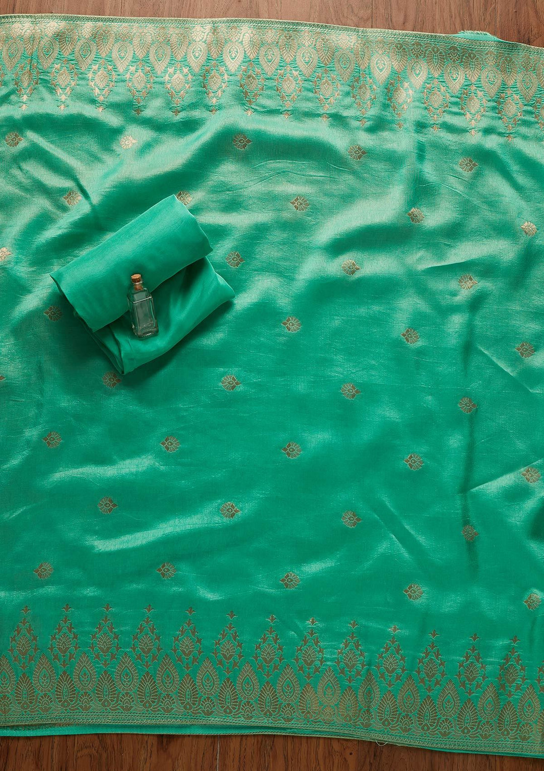Leaf Green Stonework Chanderi Designer Unstitched Salwar Suit - koskii