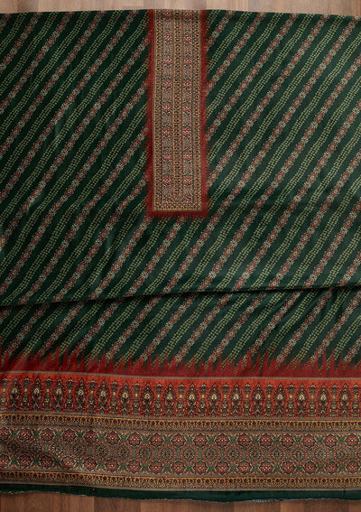 Leaf Green Swarovski Velvet Unstitched Salwar Suit - Koskii
