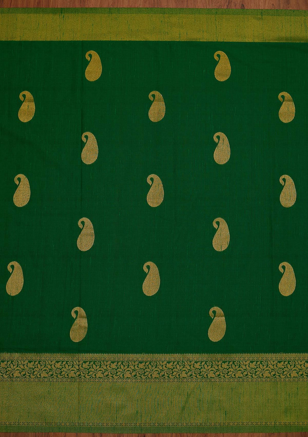Leaf Green Zariwork Art Silk Designer Saree - koskii
