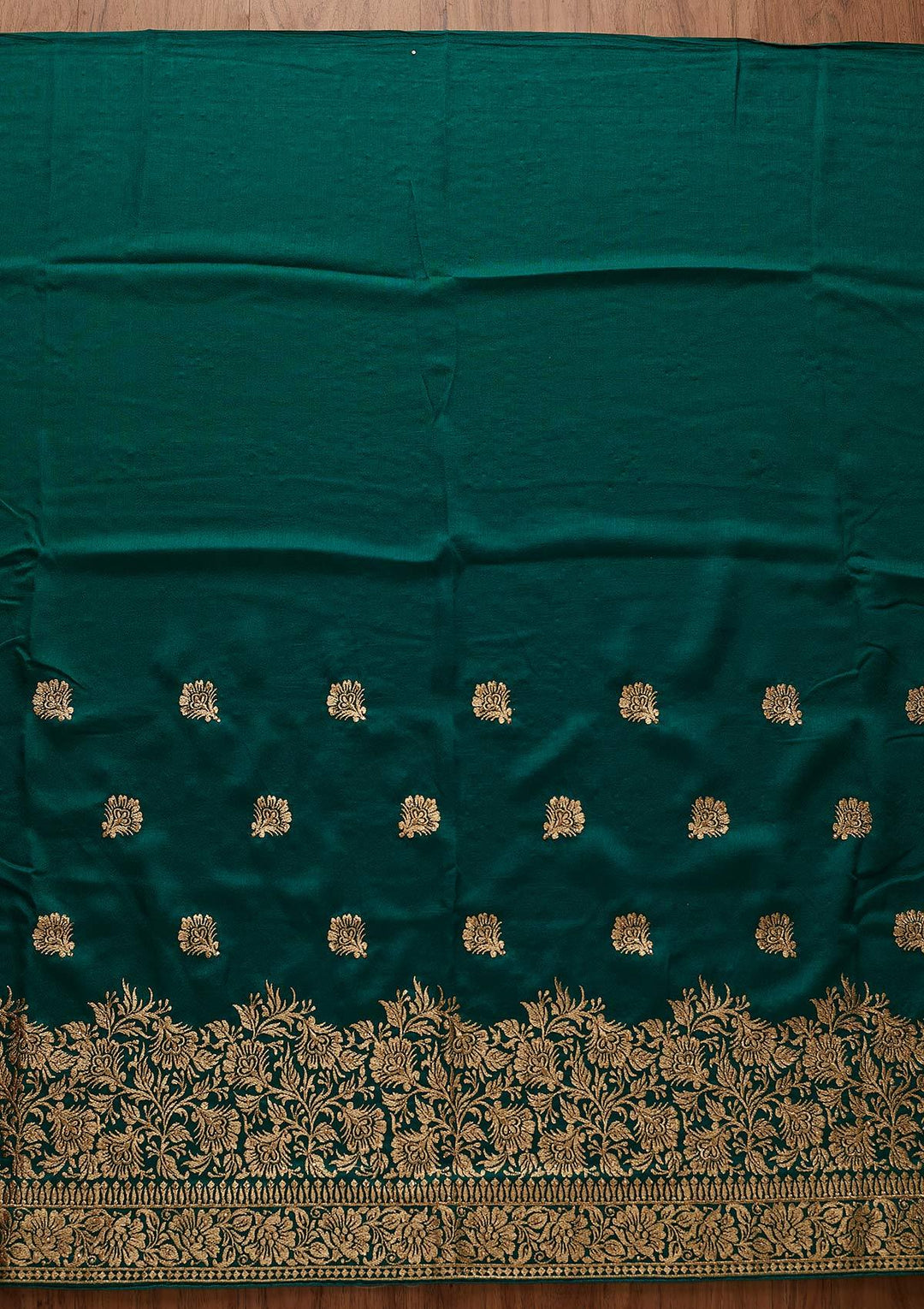 Leaf Green Zariwork Art Silk Designer Saree - koskii