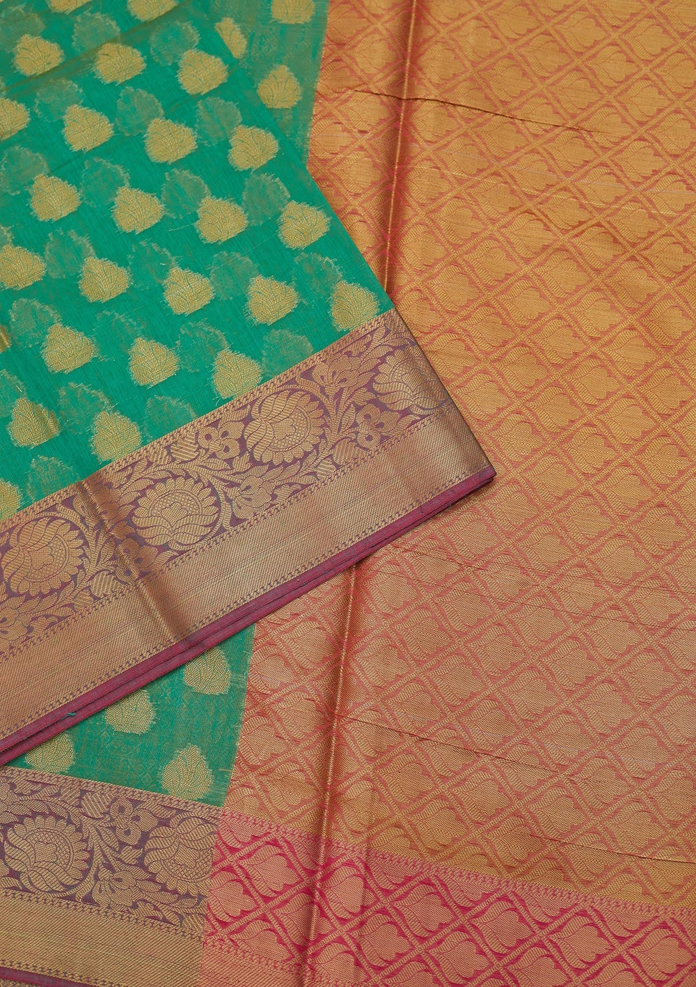 Leaf Green Zariwork Art Silk Saree - Koskii