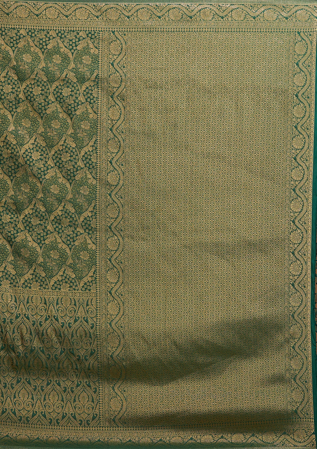 Leaf Green Zariwork Art Silk Saree-Koskii