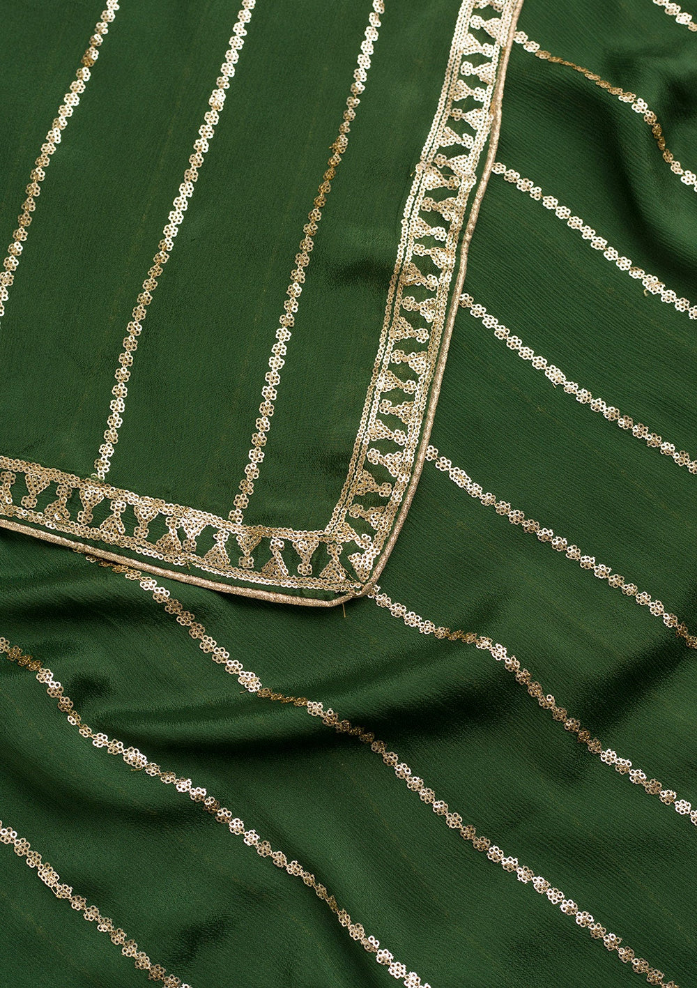 Leaf Green Zariwork Chiffon Dupatta-Koskii