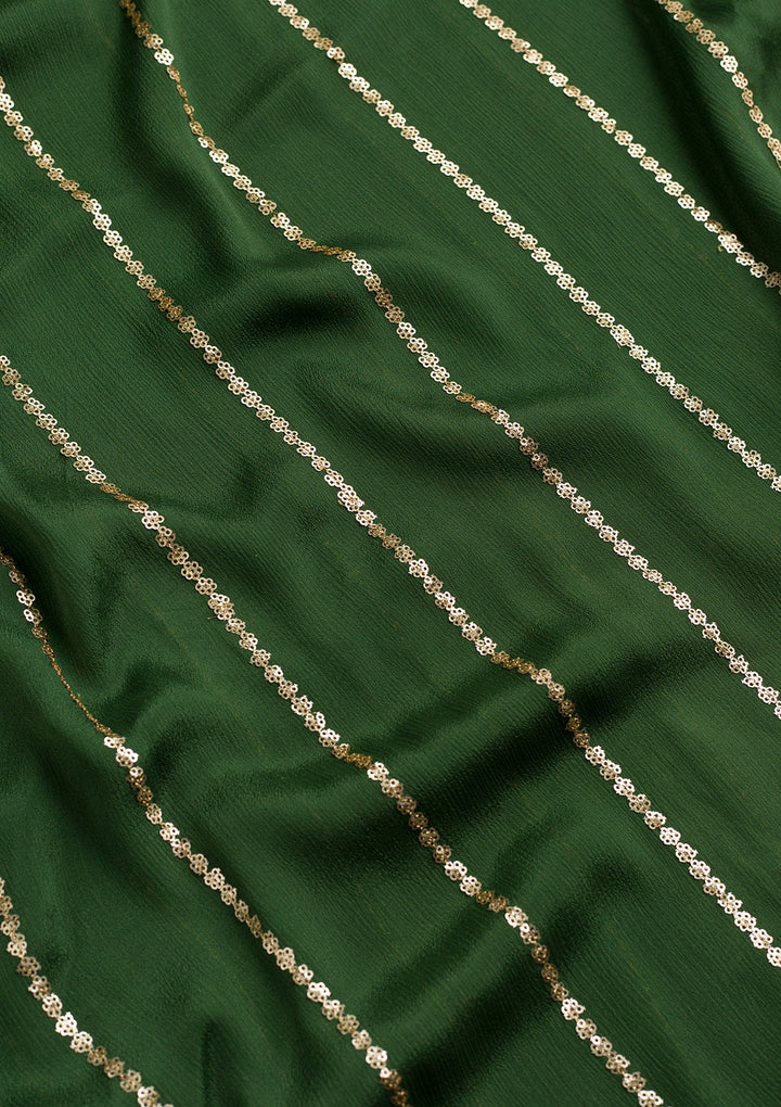 Leaf Green Zariwork Chiffon Dupatta-Koskii