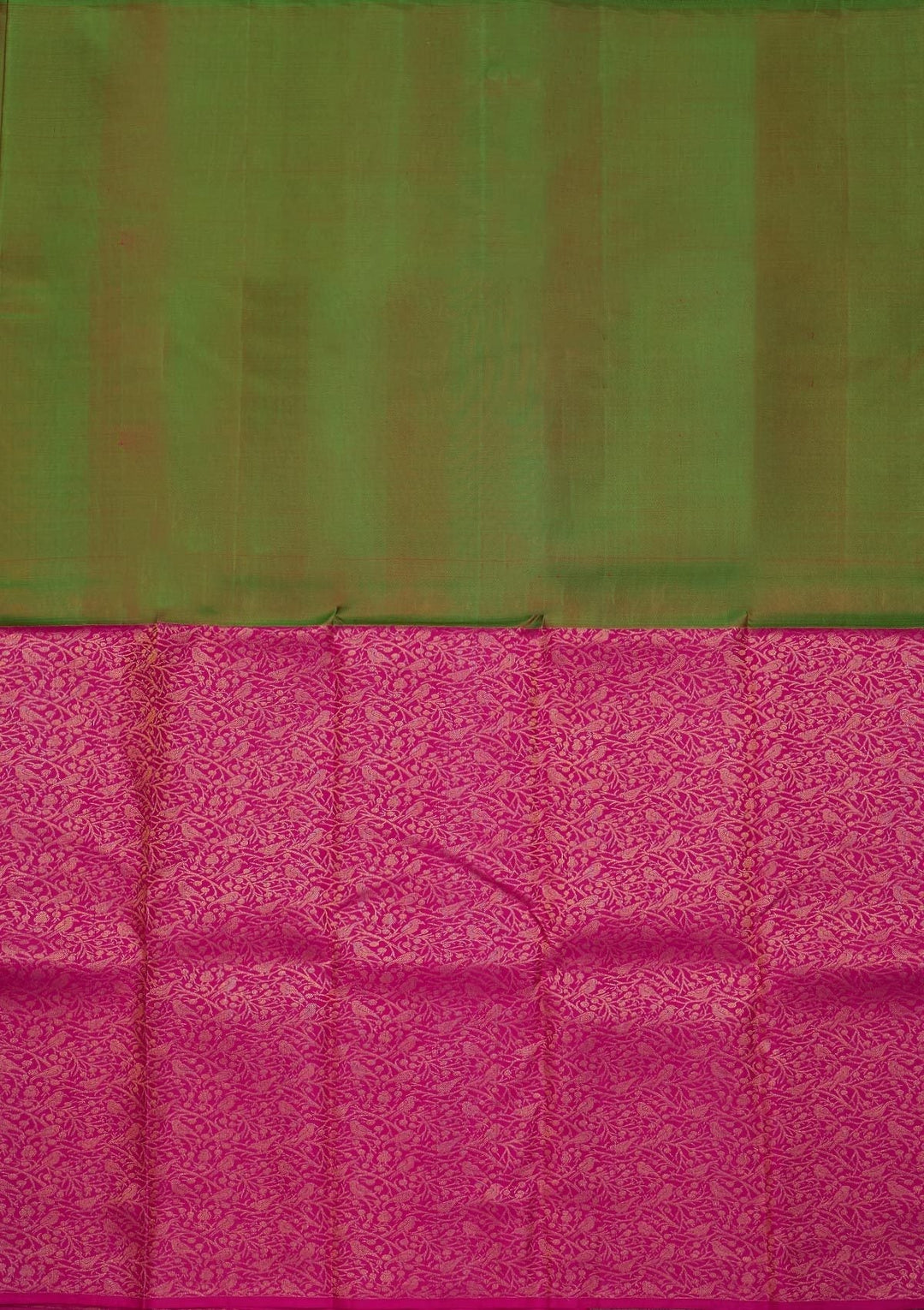 Leaf Green Zariwork Pure Silk Designer Saree - koskii