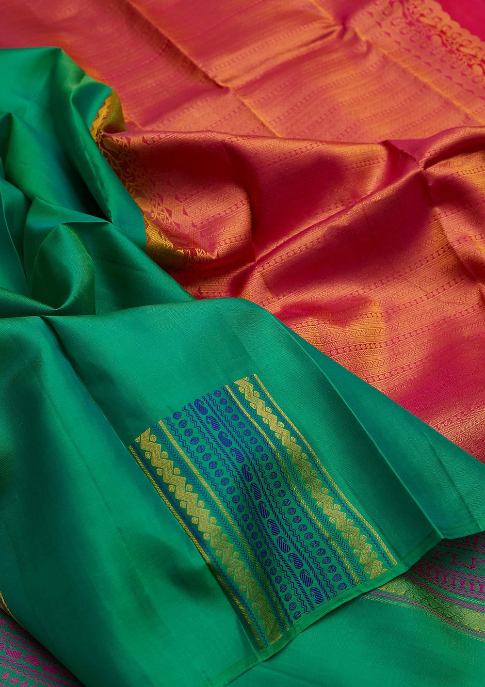 Leaf Green Zariwork Pure Silk Designer Saree - koskii