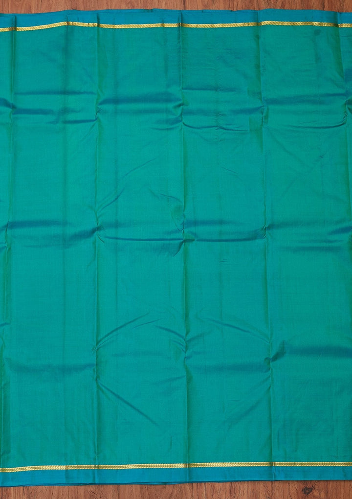 Leaf Green Zariwork Pure Silk Designer Unstitched Saree - Koskii