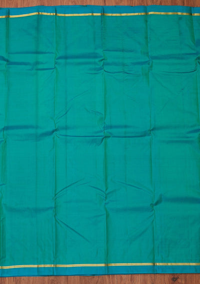 Leaf Green Zariwork Pure Silk Designer Unstitched Saree - Koskii