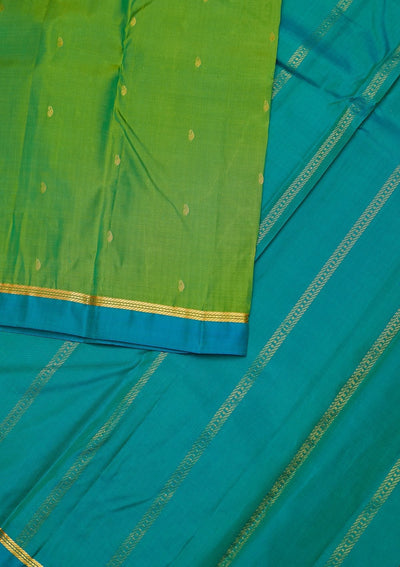 Leaf Green Zariwork Pure Silk Designer Unstitched Saree - Koskii