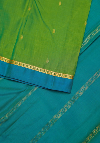 Leaf Green Zariwork Pure Silk Designer Unstitched Saree - Koskii