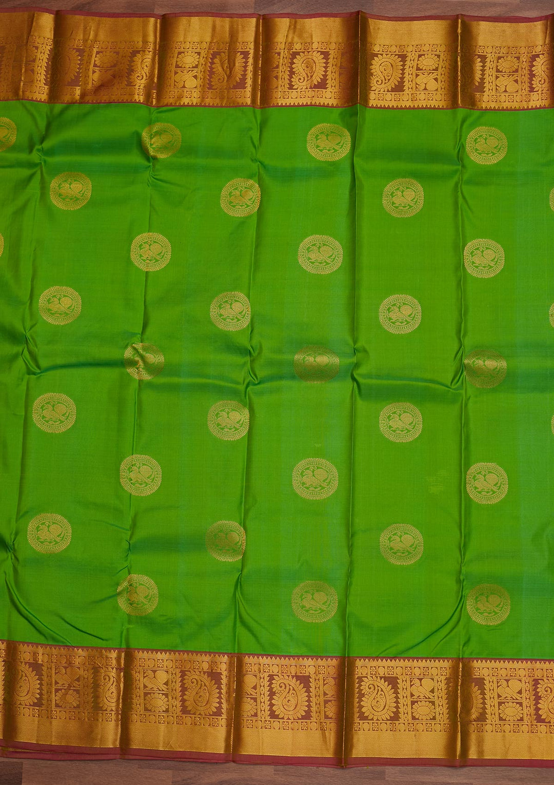 Leaf Green Zariwork Pure Silk Designer Saree - Koskii