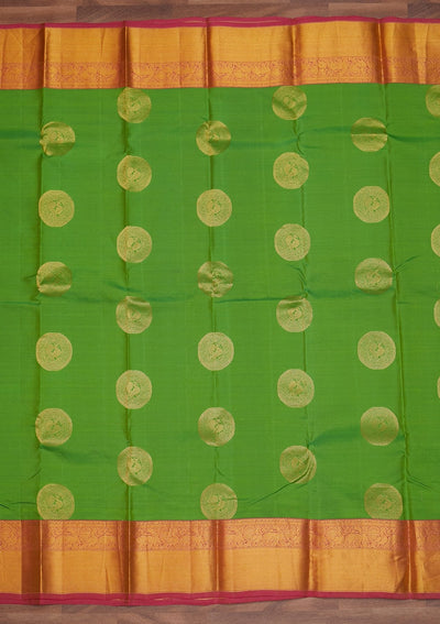 Leaf Green Zariwork Pure Silk Designer Saree - Koskii