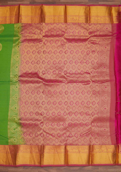 Leaf Green Zariwork Pure Silk Designer Saree - Koskii