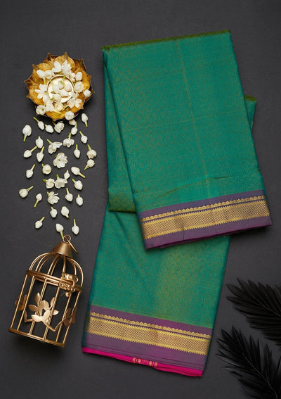 Leaf Green Zariwork Pure Silk Designer Saree - Koskii