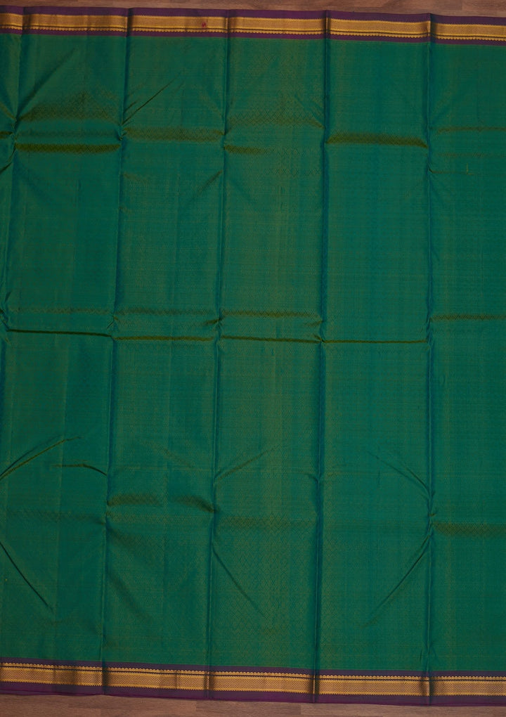 Leaf Green Zariwork Pure Silk Designer Saree - Koskii