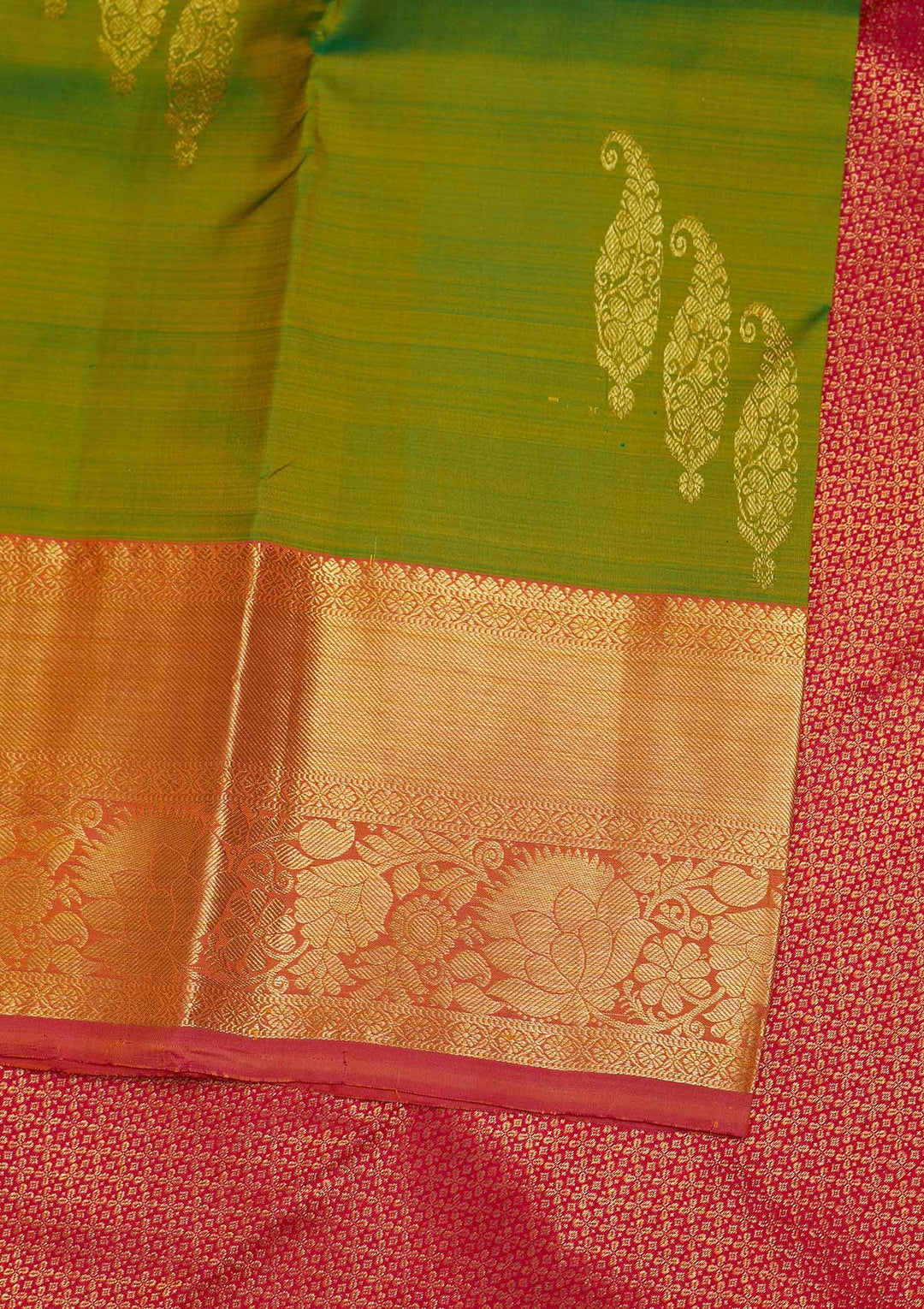 Leaf Green Zariwork Pure Silk Designer Saree - Koskii