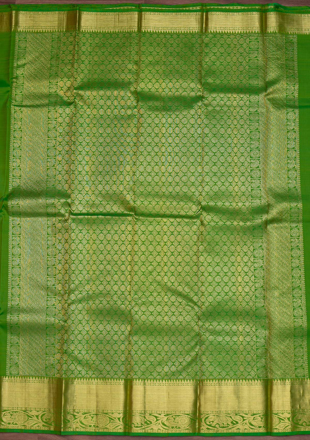 Leaf Green Zariwork Pure Silk Designer Saree - Koskii