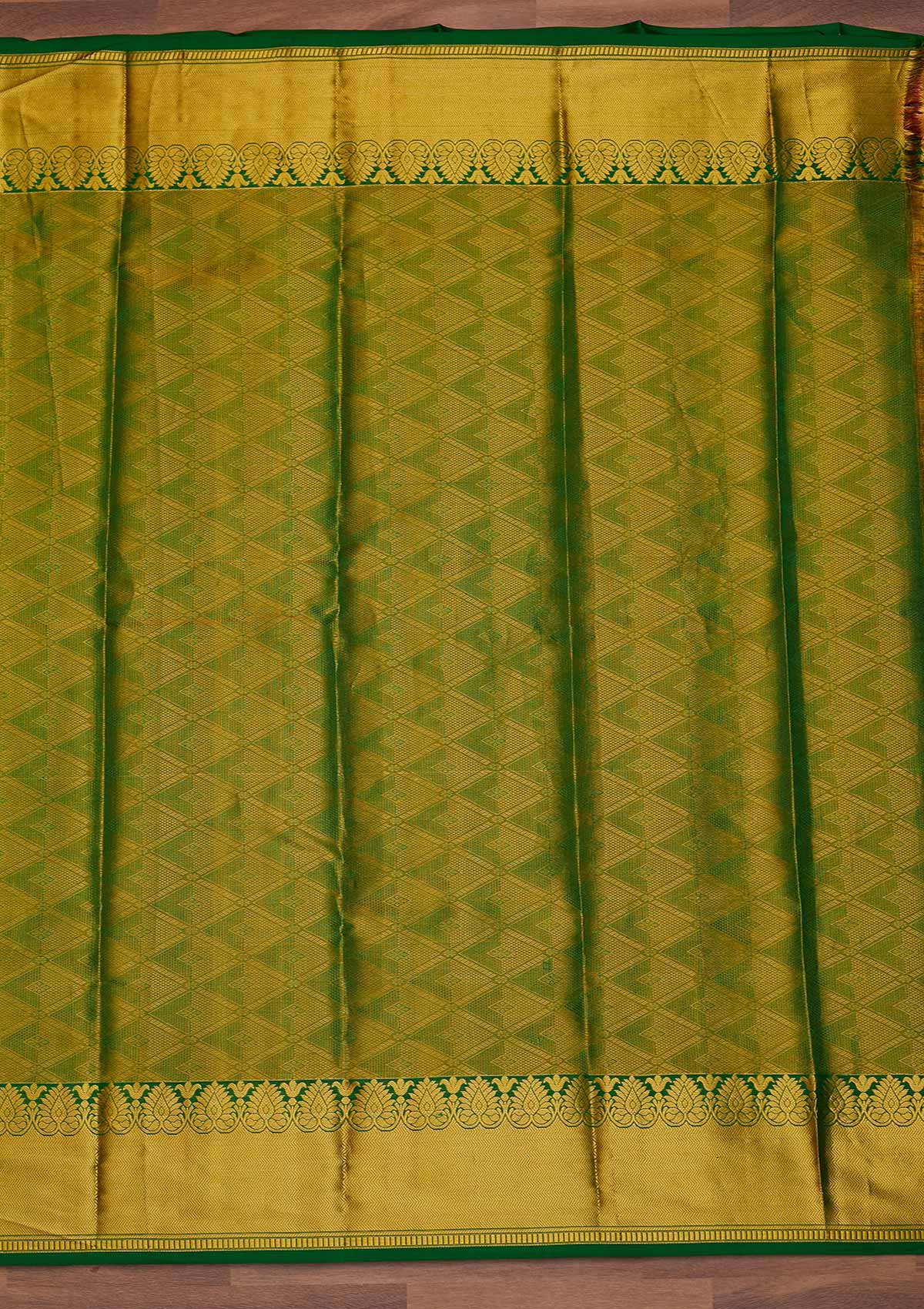 Leaf Green Zariwork Pure Silk Designer Saree - Koskii