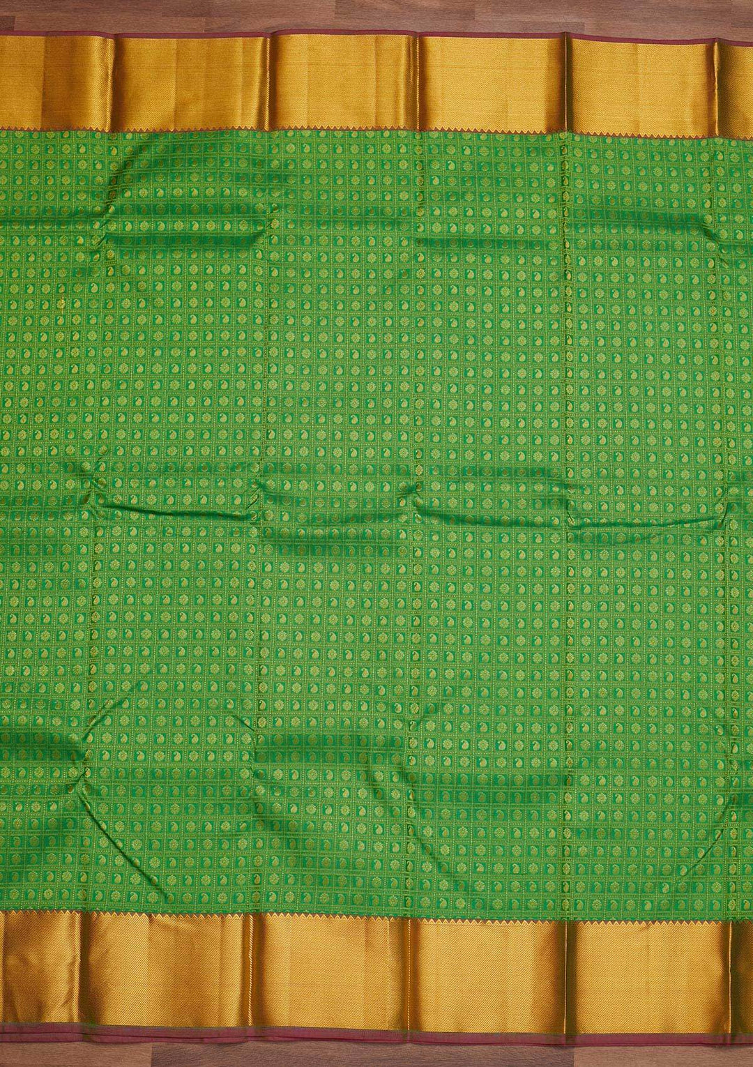 Leaf Green Zariwork Pure Silk Designer Saree - Koskii