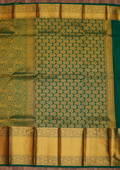 Leaf Green Zariwork Pure Silk Saree - Koskii