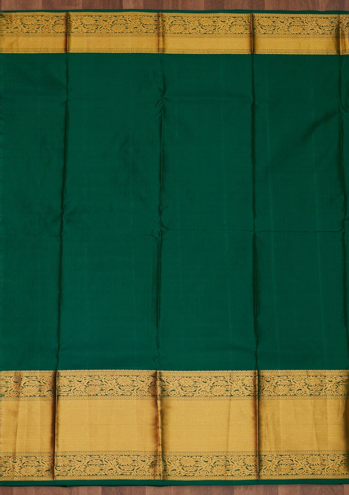 Leaf Green Zariwork Pure Silk Saree - Koskii