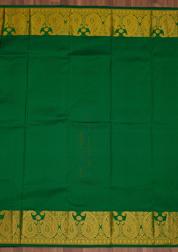 Leaf Green Zariwork Pure Silk Saree - Koskii