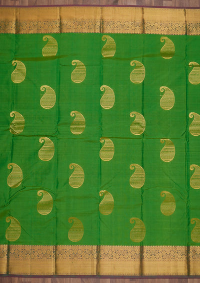 Leaf Green Zariwork Pure Silk Saree-Koskii
