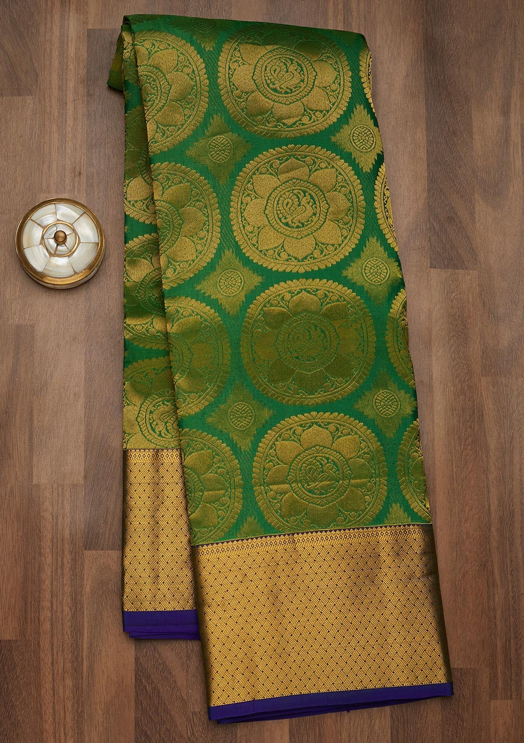 Leaf Green Zariwork Pure Silk Saree-Koskii