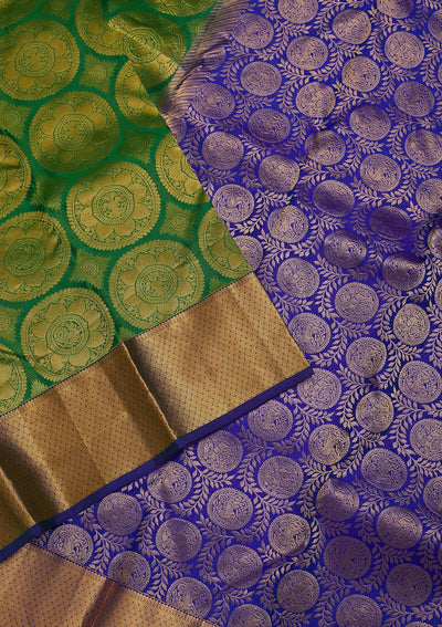 Leaf Green Zariwork Pure Silk Saree-Koskii