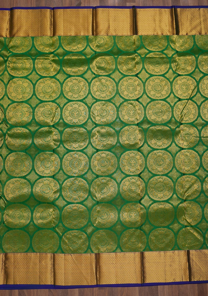 Leaf Green Zariwork Pure Silk Saree-Koskii