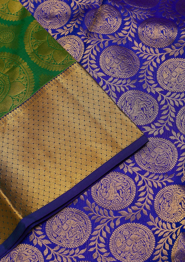 Leaf Green Zariwork Pure Silk Saree-Koskii