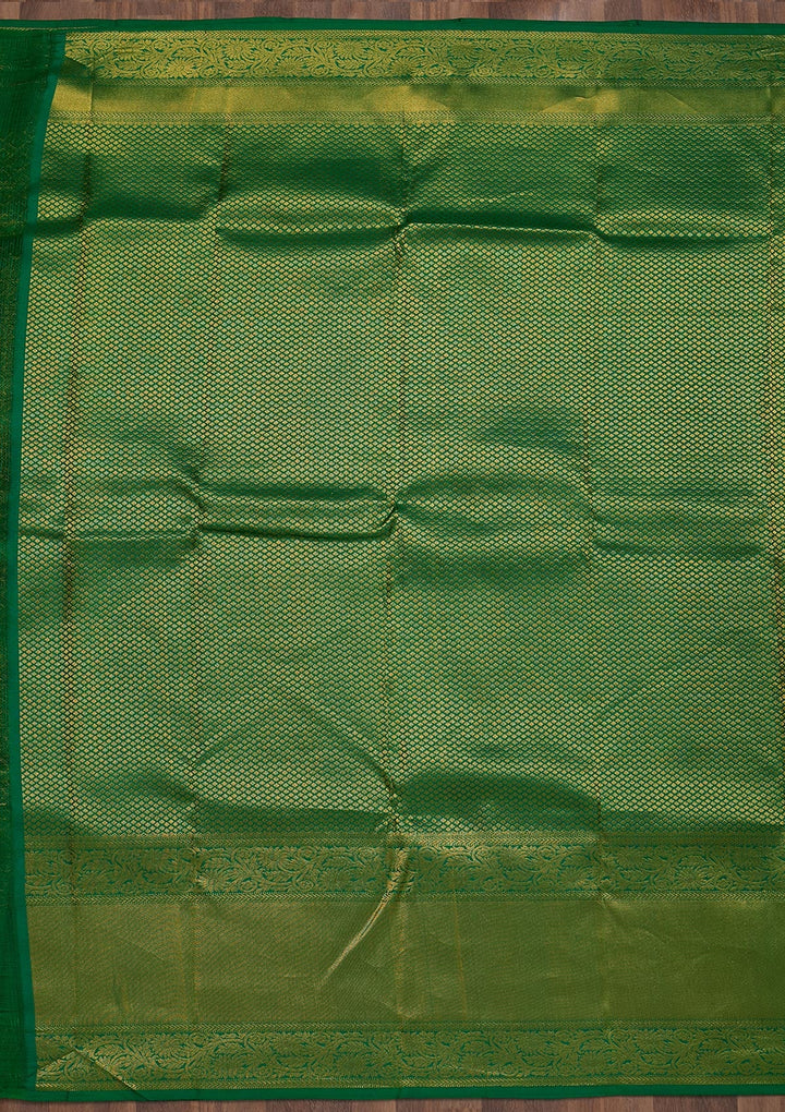 Leaf Green Zariwork Pure Silk Saree-Koskii