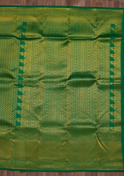 Leaf Green Zariwork Pure Silk Saree-Koskii